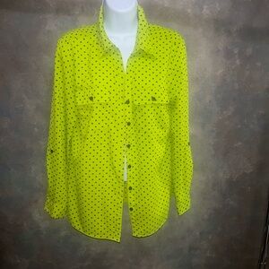 Kim Rogers Neon Yellow Polka Dot Top